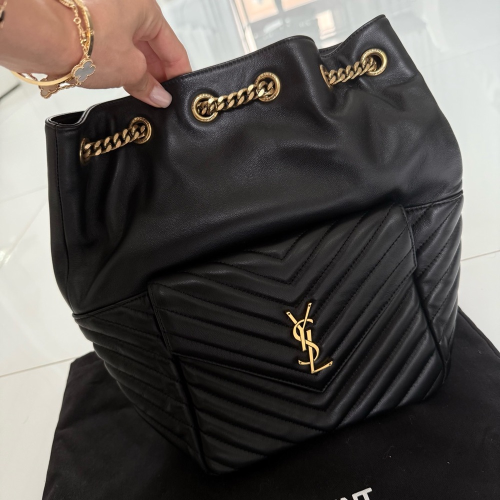 Yves Saint Laurent Black Leather Bucket Bag